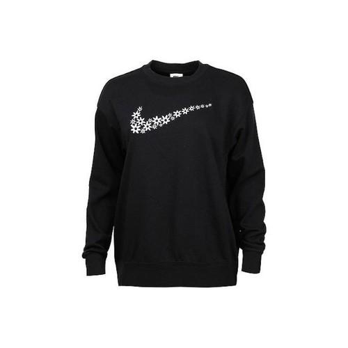 

Nike Floral Logo Print Fleece-Lined Thickened Long-Sleeve Sweatshirt for Women L чёрный