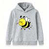 Cute Cartoon Bee Print Kids Hoodie, Unisex Boys Girls Casual Soft Pullover Sweatshirt, Comfortable Long Sleeve Hooded Top for Daily Wear and Outdoor A