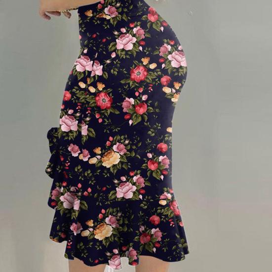 Formal Dress Off Shoulder Irregular Sleeveless Non-positioning Print Bodycon Dress for Wedding