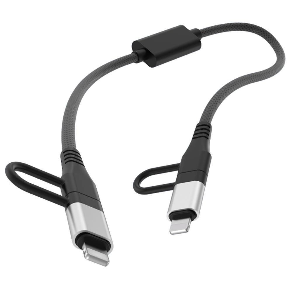 

4-in-1 Lightning & Type-C Bidirectional Audio Recording Cable for Smartphones,Grey Silver As Shown A
