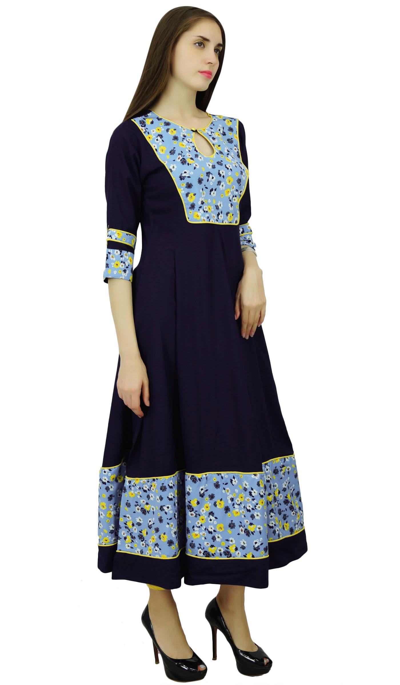 

Етнічна боллівудська дизайнерська сукня-туніка Phagun Rayon Kurti з квітковим орнаментом Kurti 8 синій