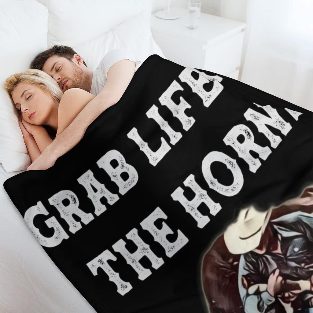 Grab Life By The Horns - Steer Wrestler Throw Blanket Soft Plaid Decorative Beds Luxury Throw Tourist Blankets