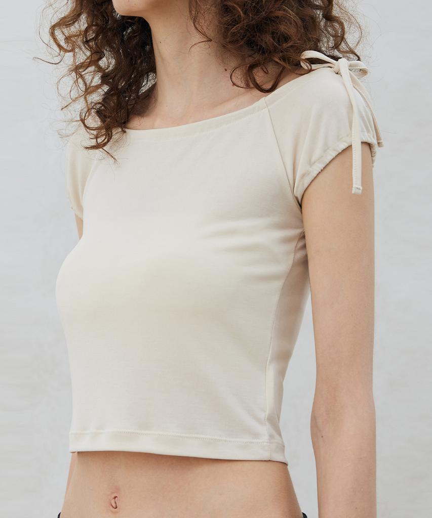 ITOV SEOUL Shirred Boat Neck T-Shirt Cm