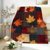 Gemütliche Warme Ahornblatt Karomuster Decke - Weiche Flanell Tagesdecke Geeignet für Männer & Frauen, Leichte Patchwork Bettwäsche mit Herbstlaub Design, Maschinenwaschbar