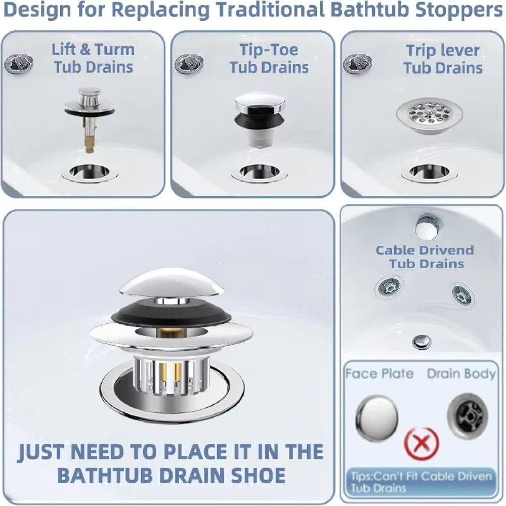 Lift And Turn Bathtub Drain Filter Drain Cover Drain Hair Catcher Tub Stopper  Water Drainage