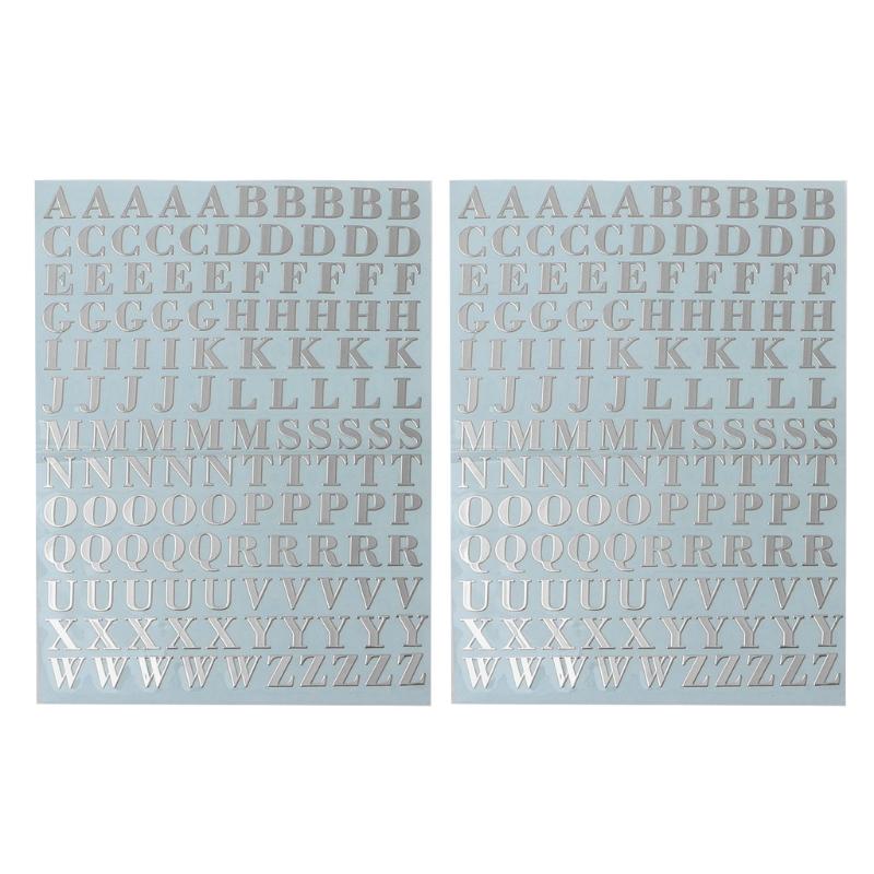 2Sheets Metal Digital Stickers 26 Letters Stickers DIY Decoration A-Z Stickers