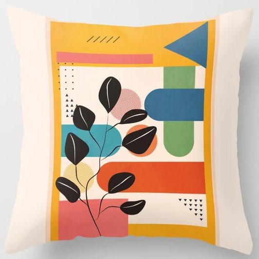 Student Lunch Break Pillow Bedroom Bedside Back Pillow Plant Flower Print Pillow Case Sofa Cushion