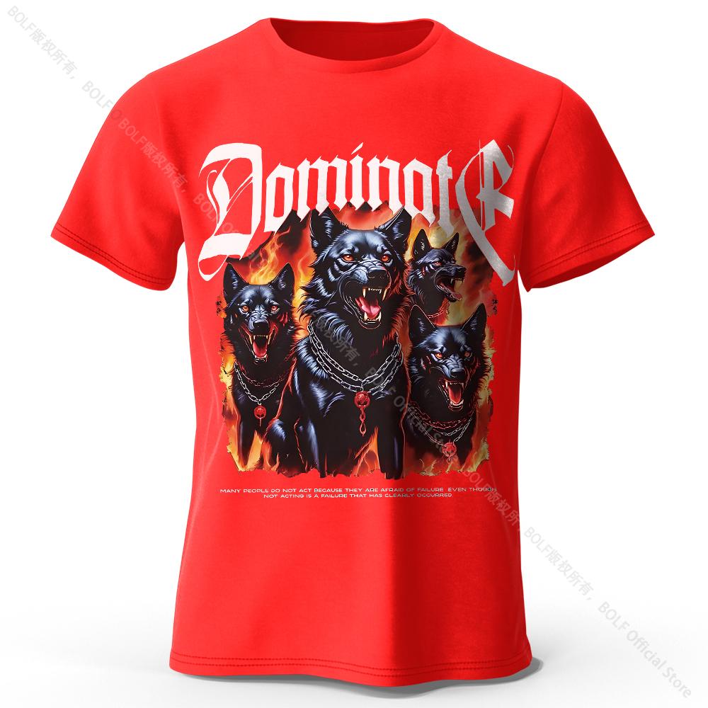 Men's Wolf Darkness Printed T-Shirt 100% Cotton Oversized Street Graphic Tees for Men Women Summer Tops