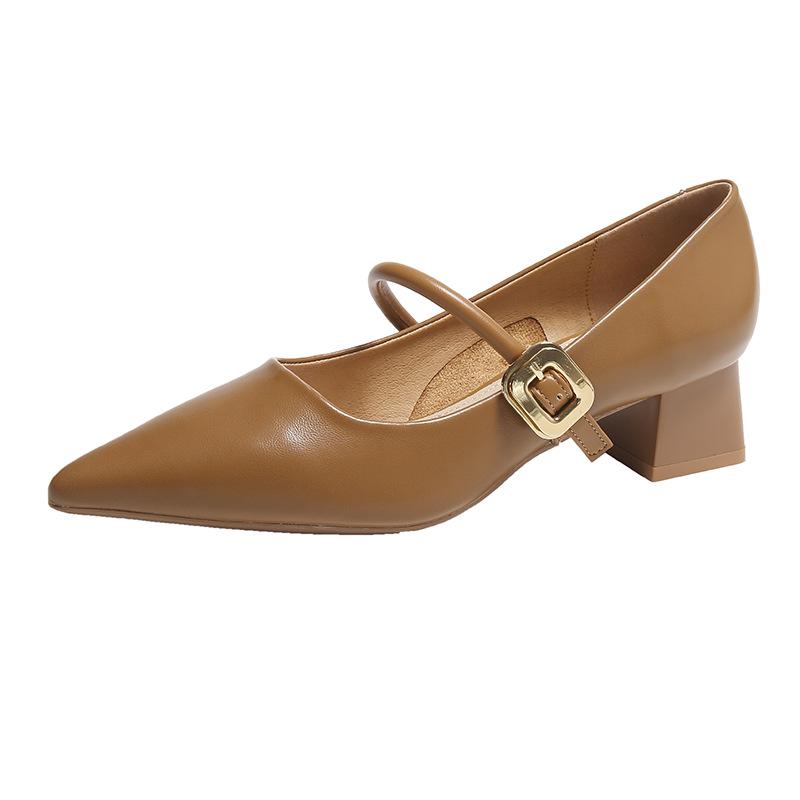 Fashion Women Square Heels Pumps Pointy Toe Shallow Mouth Shoes Elegant Comfortable Ladies Office High Heels 34-40  Luxury Designer