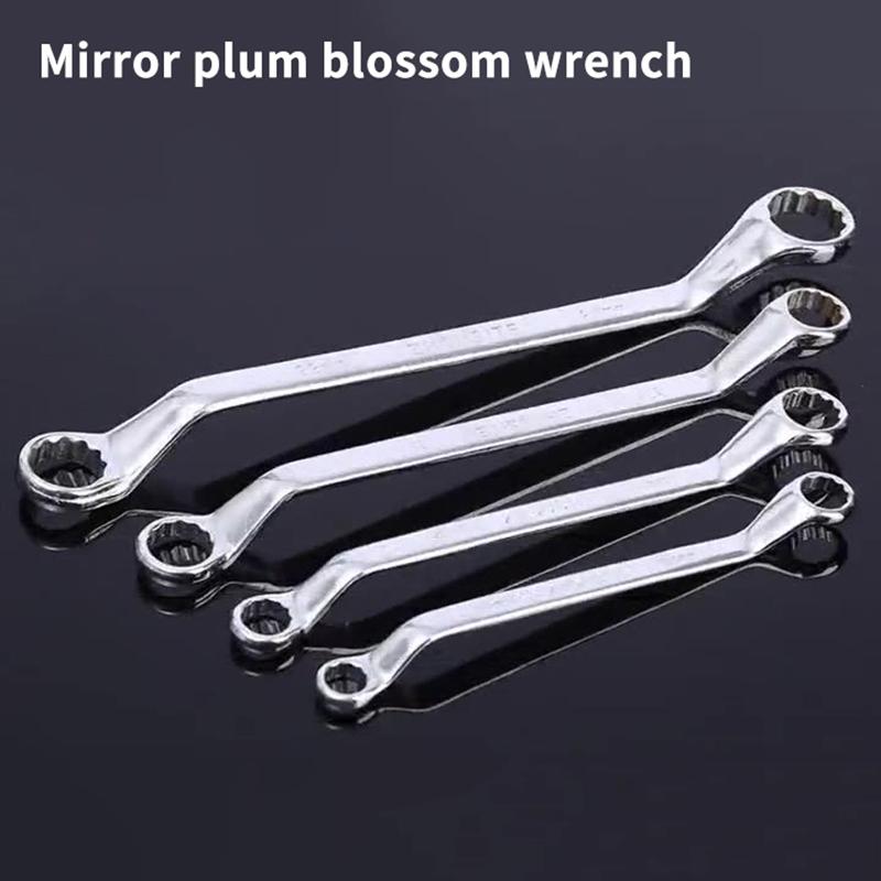 Double-Head Plum Wrench Set, Extended Two-In-One Design, Mirror Polished Chrome, Internal Hex, Perfect For Auto Repair