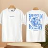 Large Cotton Believe in Yourself Universe Fun Pattern Men's T-shirt Casual Short Sleeved Fashionable Breathable Loose T-shirt