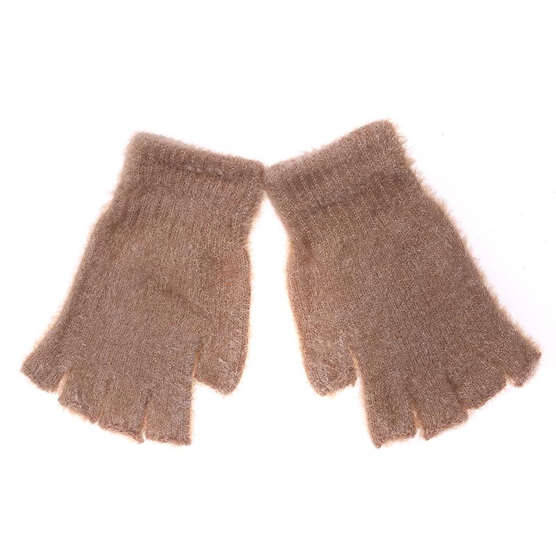 Winter Fingerless Gloves for Women Men Thermal Mink Fur Touchscreen Half Finger Gloves for Cold Weather