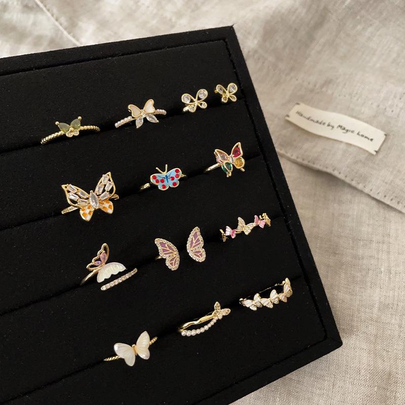 Exquisite Colorful Butterfly Open Ring Collection for Women: Unique, Fashionable, Versatile Finger Rings
