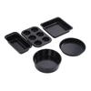 Bakeware Set Professional Carbon Steel Baking Pans Set with Cake Mold Baking Pans Pizza Tray for Home KitchenBlack