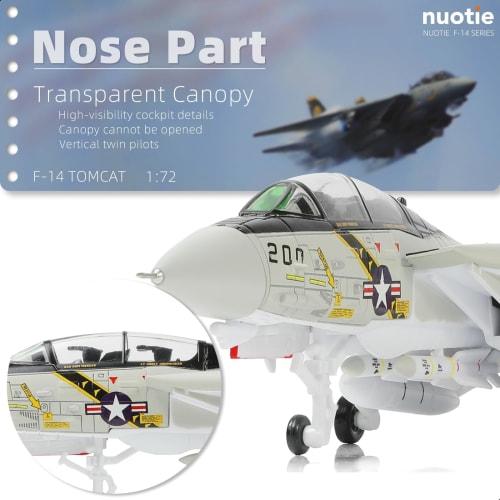 NUOTIE 1/100 Scale F-14 Tomcat Metal Fighter Model, US Navy VF-84 Jolly Rogers Fighter, Diecast Metal Airplane, Military Display Model