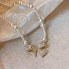 Pendant Silver Bowknot Necklace Clavicle Chain Simple Pendant Chain Bow Necklace Pendant  Daily