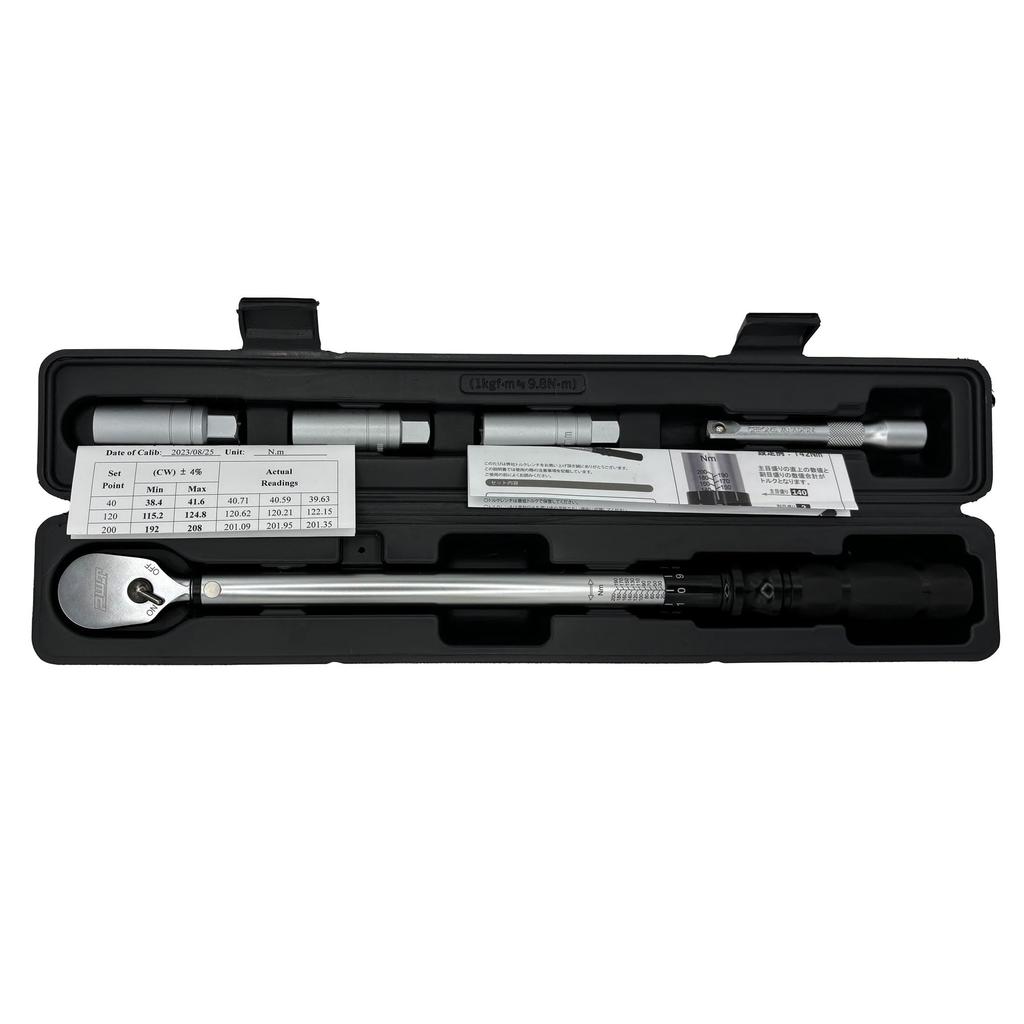 PWT Torque Wrench Auto Tire Change Torque Wrench Set 90 Gears with Deep Socket for Wheel Nuts Made in Taiwan 12.7mm (1/2 inch) 20-200Nm