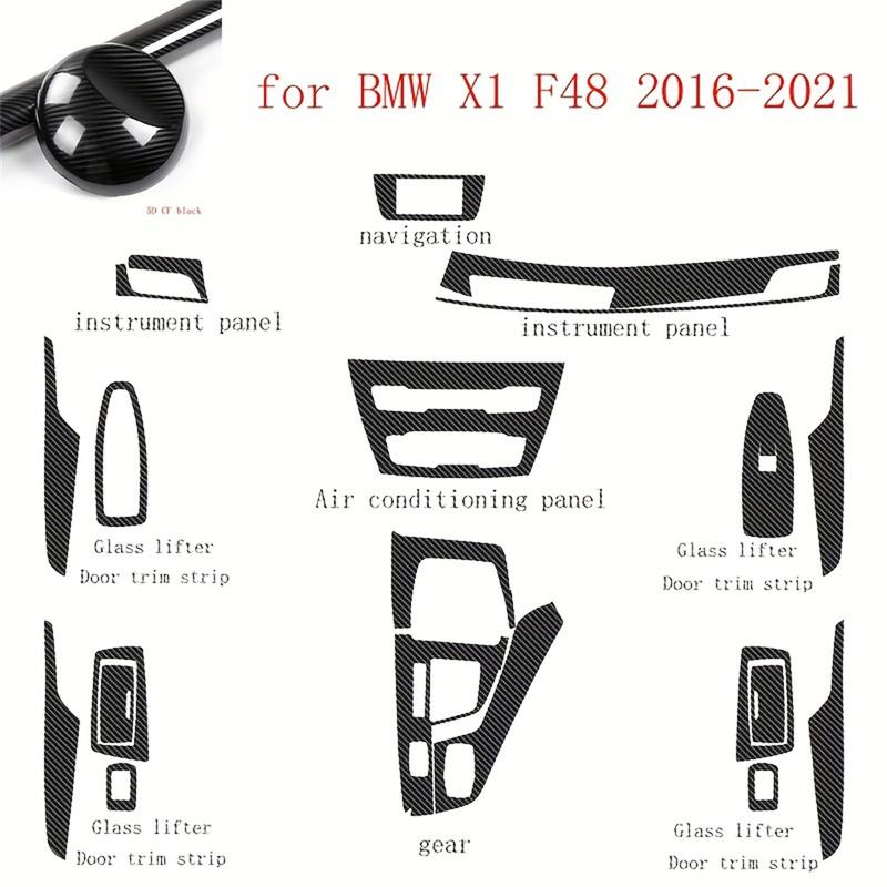 Carbon Fiber For BMW X1 X2 F48 F39 2016- Car Film Interior Stickers Center Console Gear Dashboard Air Door Handle Lift Panel