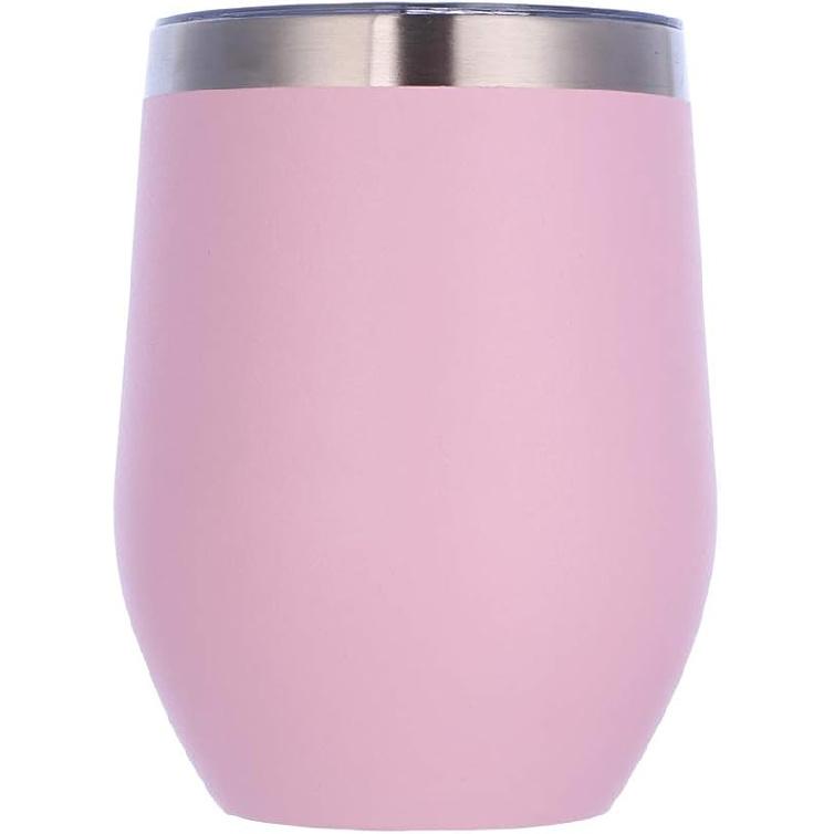 12 oz Stainless Steel Wine Tumbler Stemless Glasses with Lid, Double Wall Insulated Travel Mug Perfect for Wine, Coffee, Drinks, Champagne, Cocktails