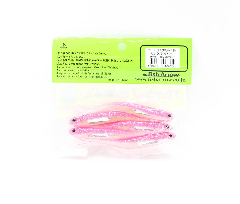 Fish Arrow Soft Lure Flash J Split SW 4 Inch 5 Piece Per Pack #101 (8795)