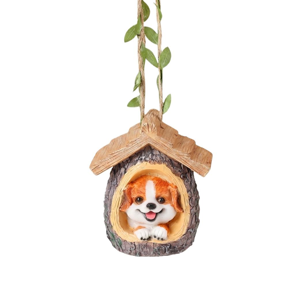 Outdoor Garden Decoration Hanging Ornament Dog in Tree House Resin Sculpture for Wall Hanging and Yard Ornament Nursery Garden Decor