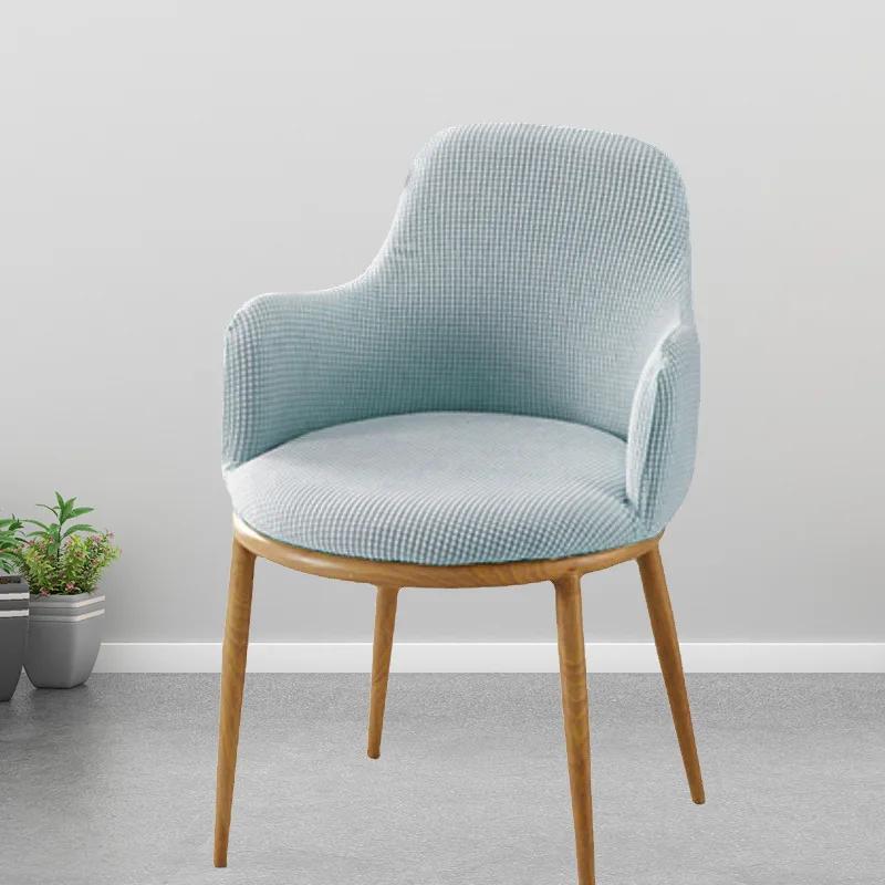 Solid Color High Arm Chair Cover Stretch Dining Chair Slipcover Fundas Para Sillas Makeup Spandex Round Bottom Chair Covers