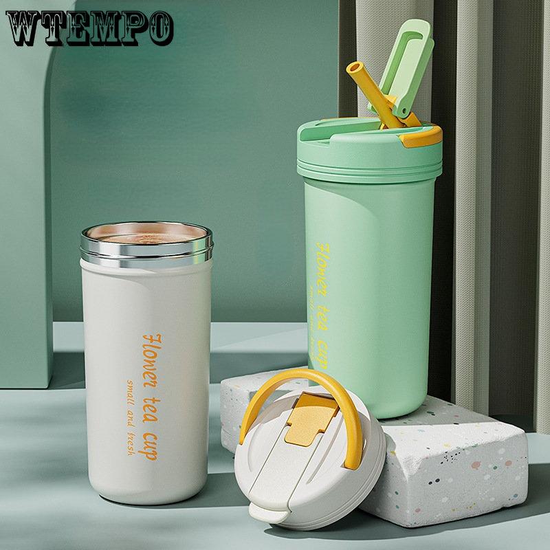 Multifunktionell Bärbar Termosmugg 430ml Vakuumflaskor Bärbar Termosmugg i Rostfritt Stål Vattenflaska Rese-Temugg Kontors-Termosmugg