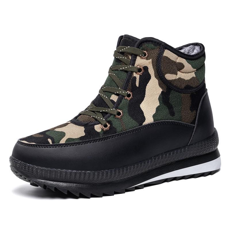 Mens Winter High-Top Cotton Boots Outdoor Warm Non-Slip Thick Sole Comfortable Casual Shoes