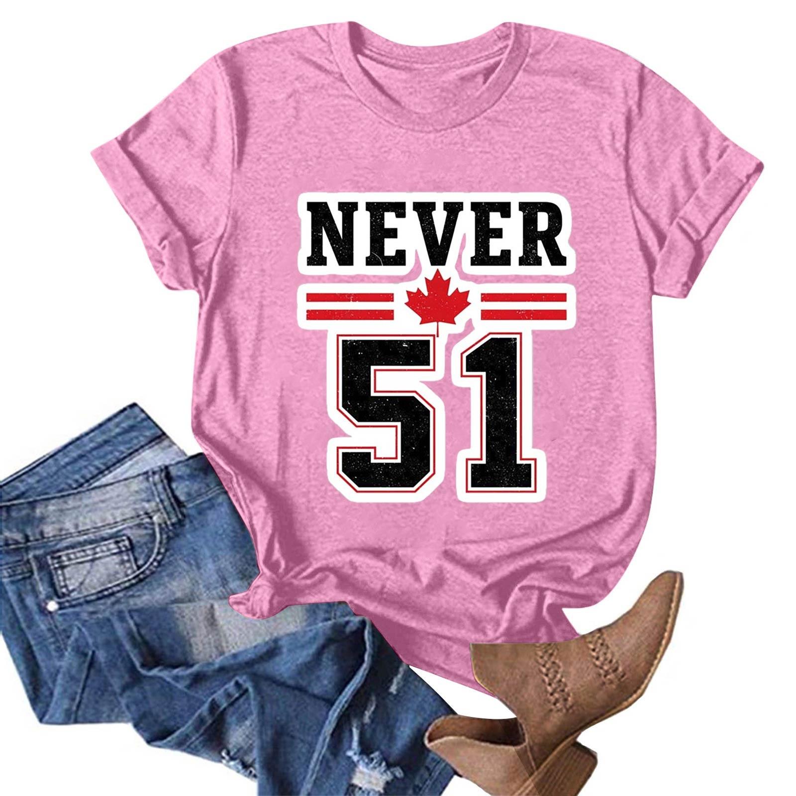 

Женская повседневная модная уличная футболка с коротким рукавом Canada Never 51 State Around XXL розовый
