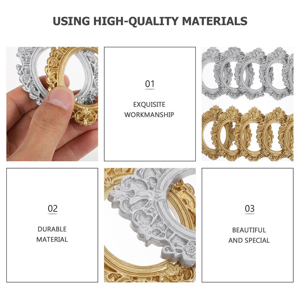 12 Pcs Photo Frame Attractive Phone Case DIY Crafts Mini Resin Baroque Ornaments Jewelry Making Material Frames Vintage Prop