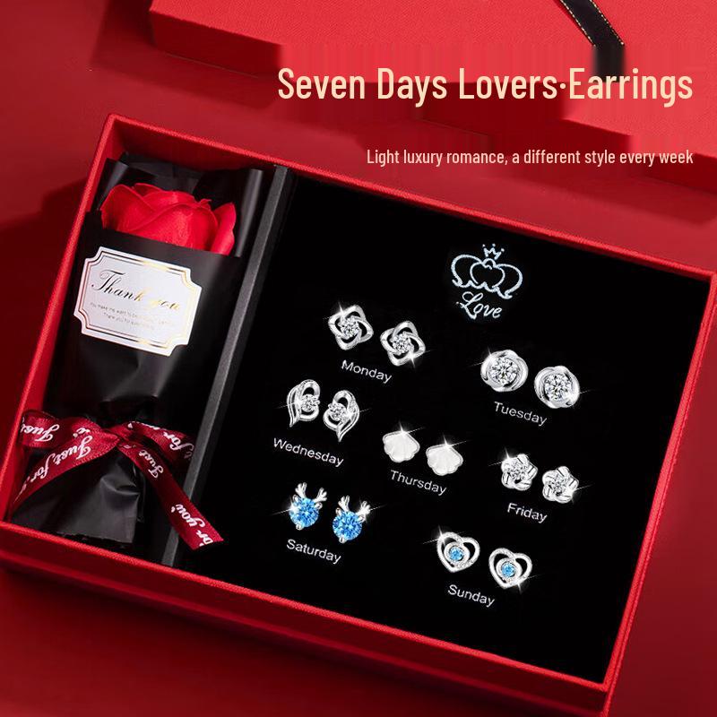 Sterling Silber 925 Ohrstecker Set - Elegant Leichter Luxus für Geburtstags- oder Weihnachtsgeschenke für Mädchen