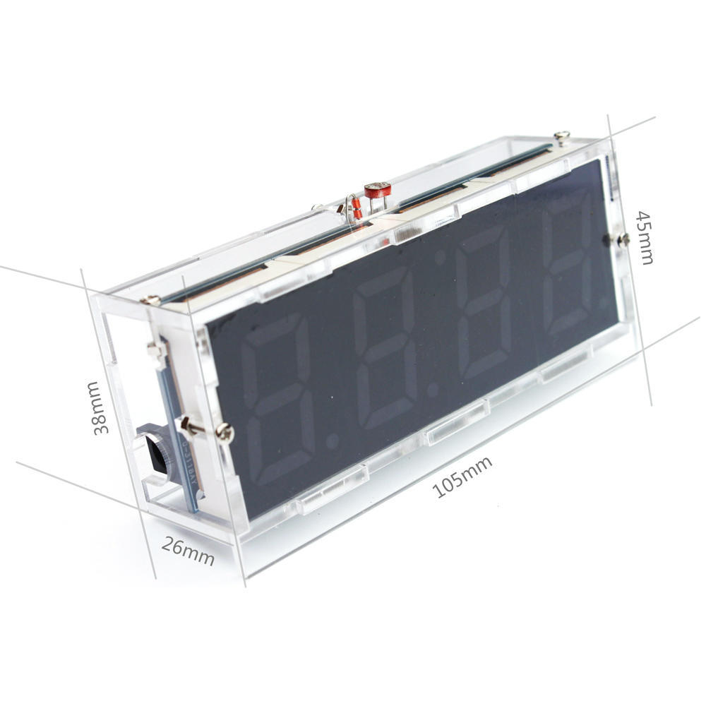 Kompaktes 4-stelliges DIY-Digital-LED-Uhren-Set, Lichtsteuerung, Temperatur, Datum, Uhrzeit, Anzeige mit