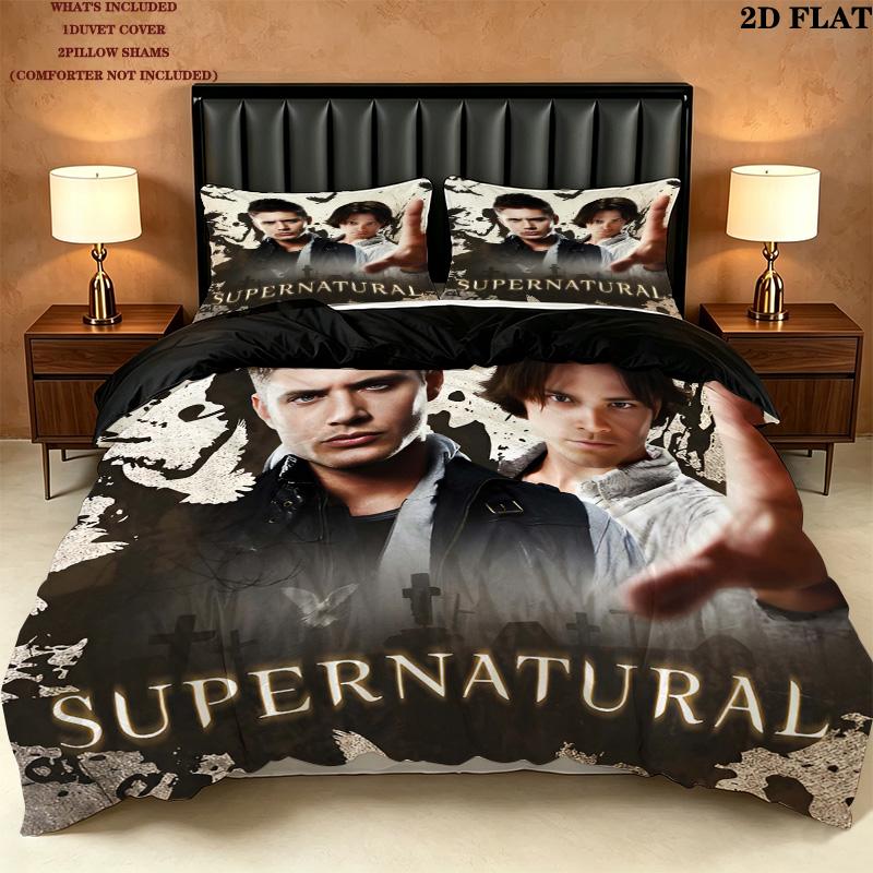 Supernatural Pattern Bedding Quilt Set Quilt Cover Pillowcase Home Birthday Gift(1 * Duvet Cover + 2 * Pillowcase, Without Core)