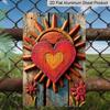 2D Flat, 1pc Vintage Bohemian Sunflower & Hippie Heart Aluminum Wall Art - Retro Farmhouse Kitchen Decor, Durable Metal Plaque for Boho Housewarming