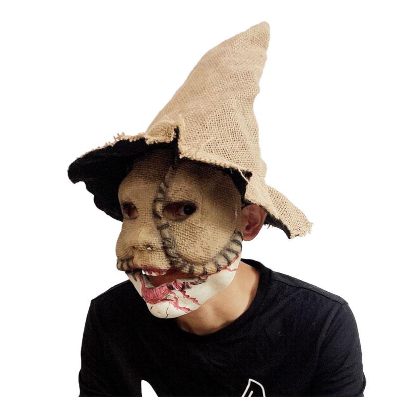 Halloween Ghost Face Latex Mask Haunted House Horror Scary Prank Funny Performance Prop Scarecrow Headgear