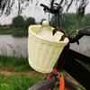 Dětský Ručně Tkaný Cyklistický Koš na Řídítka Kolo Nákladní Koš Pro Dívku s Koženými Pásky, Odnímatelný