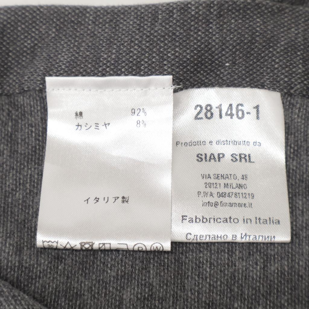 finamore Gray 28416-1 Button Cashmere Blend Wide Collar Shirt tops L grayUsed