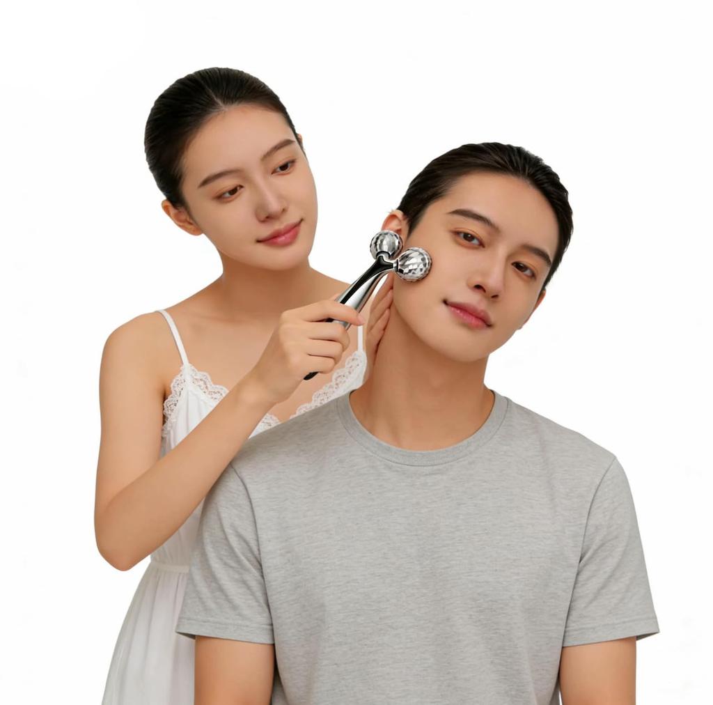 Beauty Roller Beauty Massage Face Slimming Solar 3D Diamond Birthday Gift 2-Piece Assortment Y-Shaped Roller, Roller, Roller, Microcurrent,
