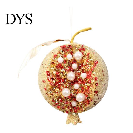 Sparkling Foam Ornaments Handmade Glitter Christmas Tree Pendant, Imitation Pearls Pomegranate Shaped Decorative Wedding Table Centerpieces