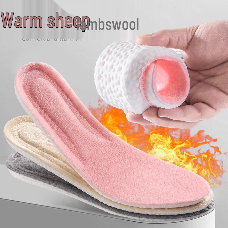 Fleece-Lined Shock-Absorbing Winter Insoles with Massage and Comfort