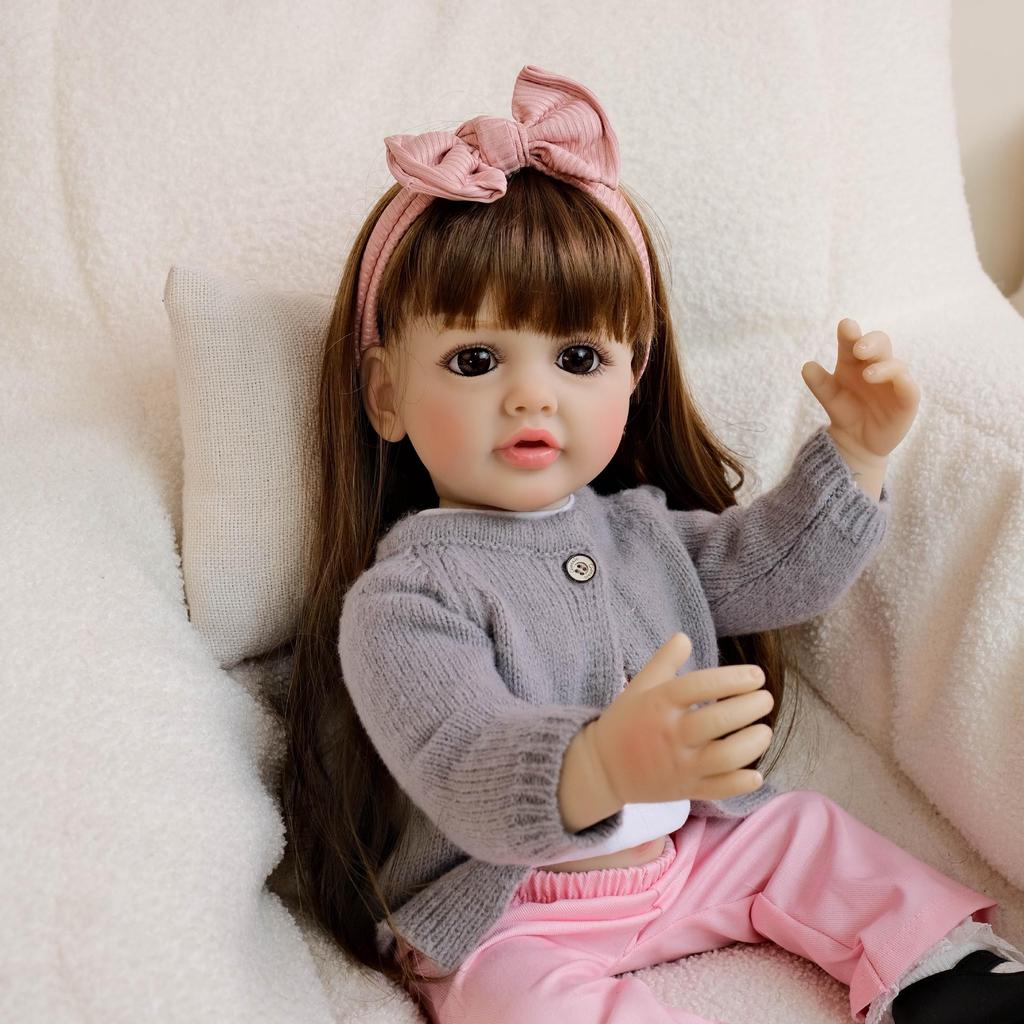 Realistic 22" Grey Cardigan Reborn Doll