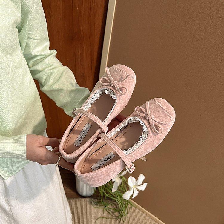 

Французские туфли-лодочки на скрытой платформе, женские, новинка 2025 года, весенне-летние, под юбку, туфли Мэри Джейн, нежные балетки, вечерние туфли 40 розовый