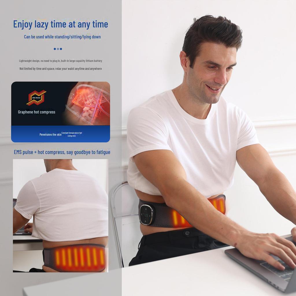 EMS Waist Massager: Hot Compress, Lumbar Relaxation, Fat Slimming, Abdominal Fitness Belt