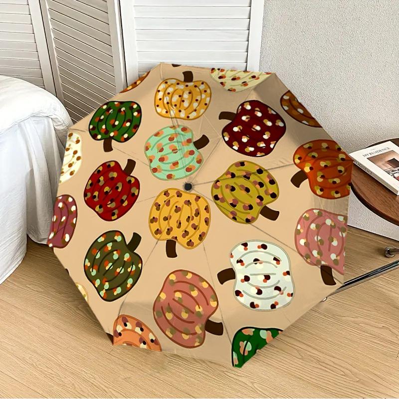 

1pc Autumnal Pumpkins Pattern Automatic Folding Umbrella, 8-Rib Durable Frame, Durable Foldable Design - Elegant Gift for Commute yy251210043
