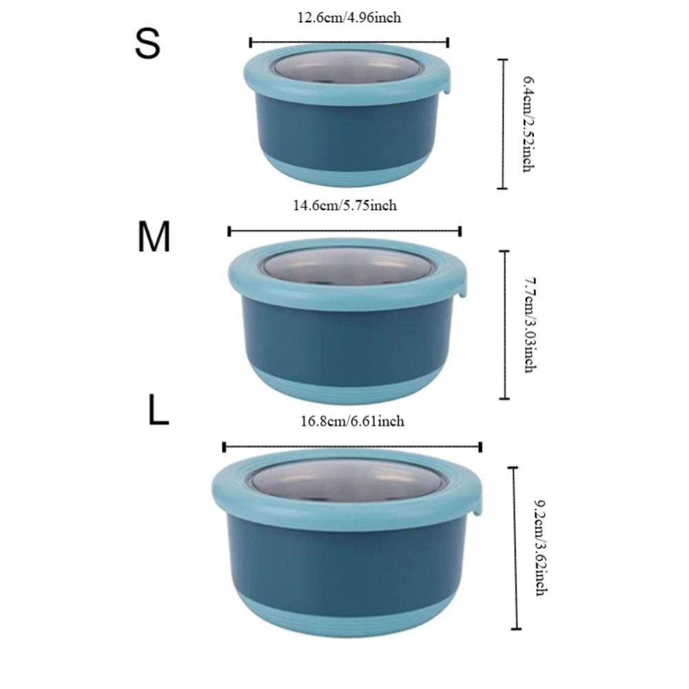 Japanese-style Stainless Steel Fresh-keeping Box Round Anti-scalding Lunch Box Drop-proof with Lid Food Sealing Bowl