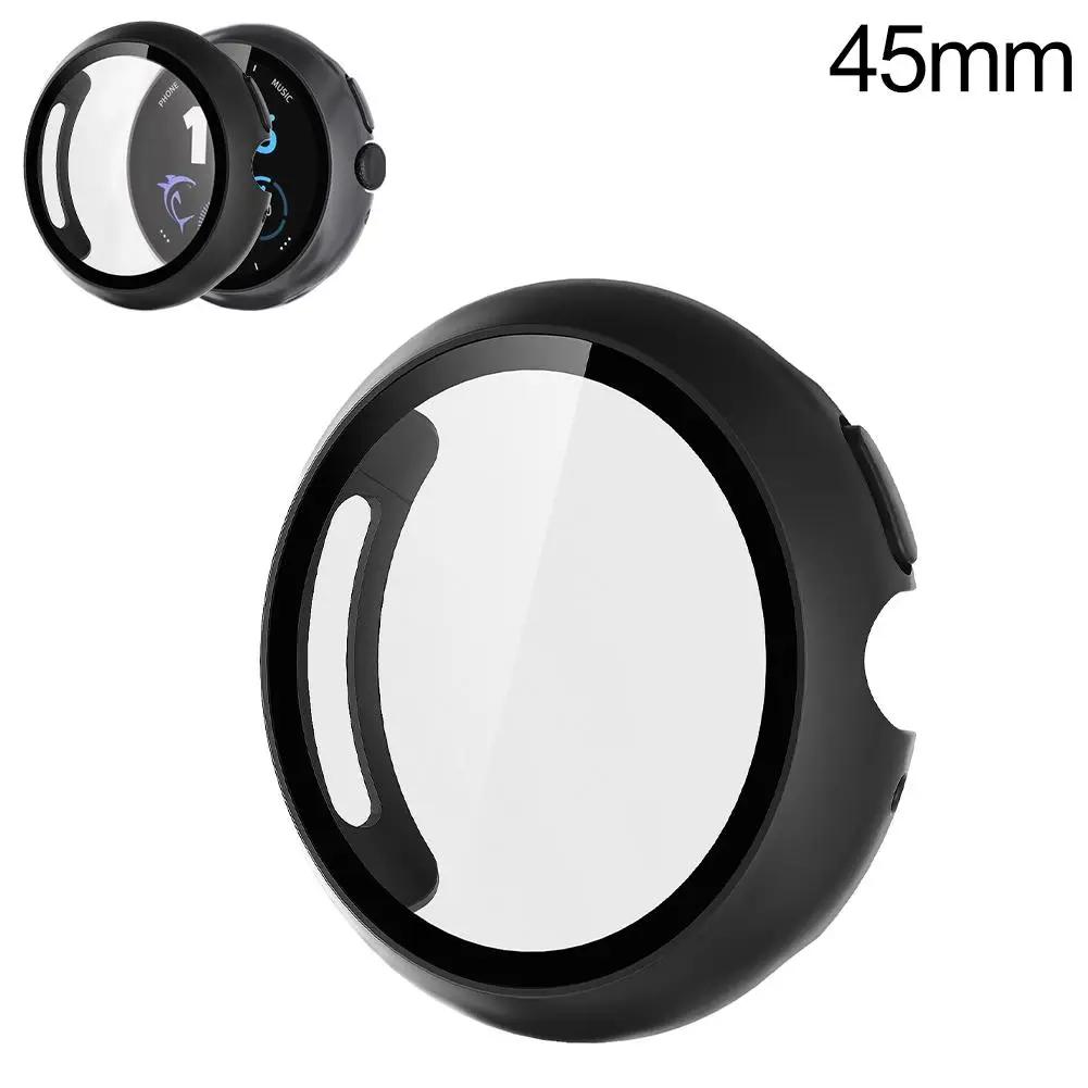 Закаленное Стекло+Чехол для Google Watch4 41мм45мм Защита Экрана Бампер Оболочка Жесткий Матовый Всесторонний Защитный Чехол D7G9
