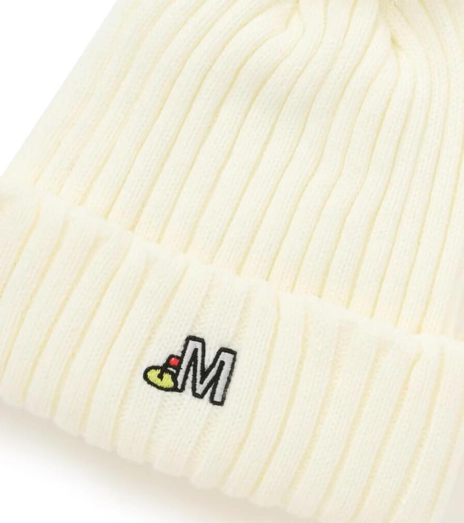 [Master Bunny] Women's Knit Cap (with Pom-Pom and Fold-Up)  Golf Hat  758-4287102 030White FR