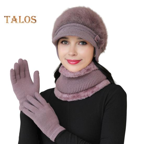 

3 шт./комплект для женщин среднего возраста, зимняя шапка-шарф, перчатки, комплект, толстая вязаная шапка для защиты ушей, перчатки, эластичные ветрозащитные перчатки для мамы, зимняя на открытом воздухе, для езды на велосипеде светло-фиолетовый