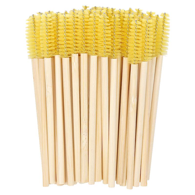 50pcs Bamboo Handle Eyelash Brush Makeup Brush Eyelash Extension Supplies Applicators Eye Lash Curling Comb Makeup Tools