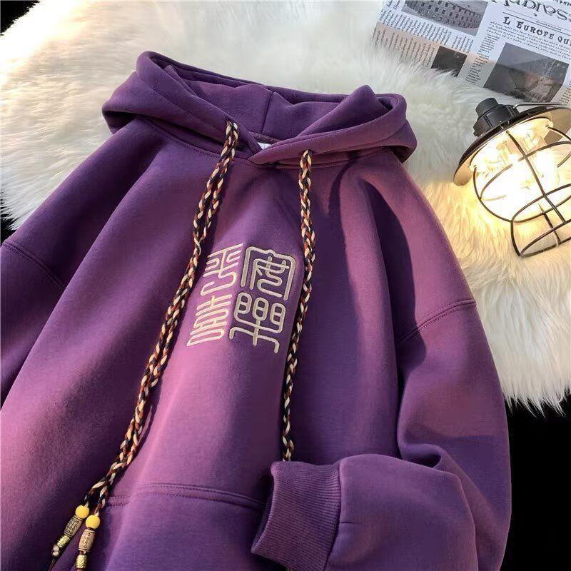 Unisex Oversized Hooded Sweatshirt Winter Thick Fleece Lined Casual Streetwear Print Pullover Teens Adults